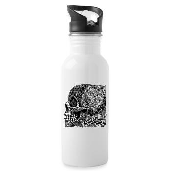Skull T-Shirt Gothic Skull Dark Art Memento Mori - Water bottle with straw - white - Right