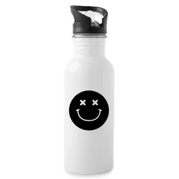Visage souriant - Gourde avec paille intégrée - blanc - Droite