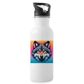 Wolf - Trinkflasche mit integriertem Trinkhalm - Weiß - Rechts