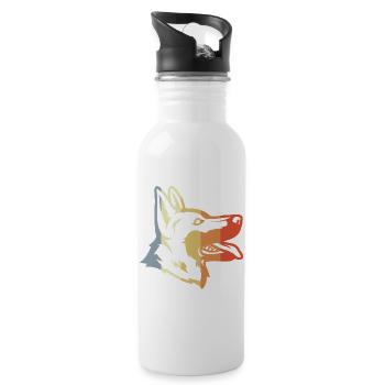 Vintage German Shepherd - Water bottle with straw - white - Right