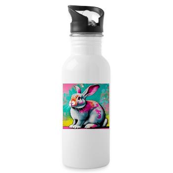 lapin - Gourde avec paille intégrée - blanc - Droite
