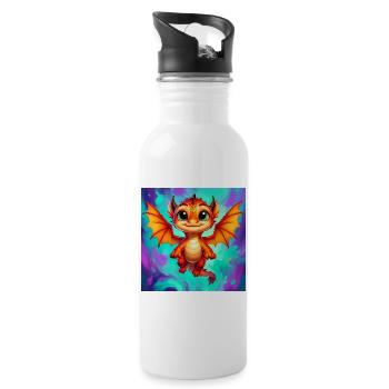 dragon - Water bottle with straw - white - Right