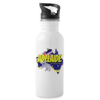 Adelaide Australien Retro Koala und Fahne Souvenir - Trinkflasche mit integriertem Trinkhalm - Weiß - Rechts