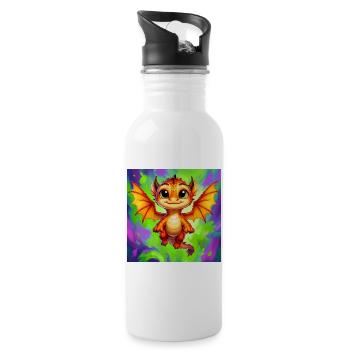 Drache - Trinkflasche mit integriertem Trinkhalm - Weiß - Rechts