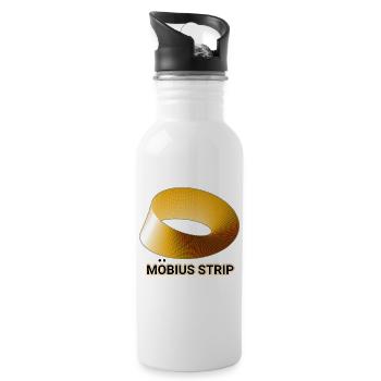 Ruban de Möbius Doré - Gourde avec paille intégrée - blanc - Droite