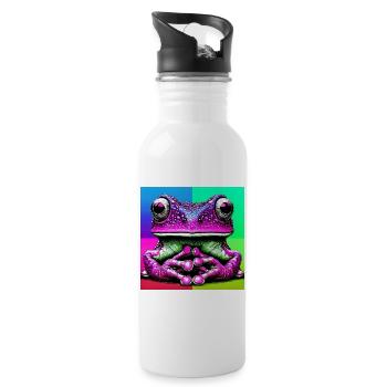 Frosch - Trinkflasche mit integriertem Trinkhalm - Weiß - Rechts