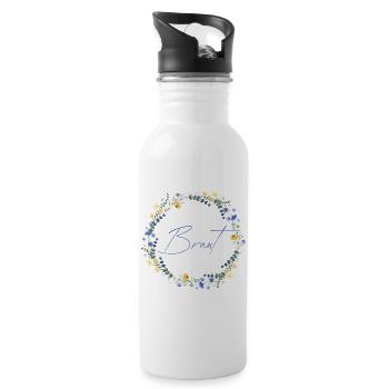 Brautblumenkranz "Braut" - Trinkflasche mit integriertem Trinkhalm - Weiß - Rechts
