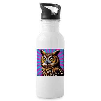 owl - Water bottle with straw - white - Right