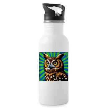 owl - Water bottle with straw - white - Right
