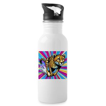 cheetah - Water bottle with straw - white - Right