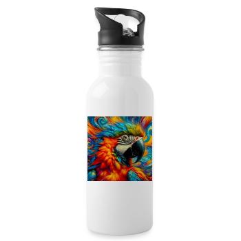 Papagei - Trinkflasche mit integriertem Trinkhalm - Weiß - Rechts