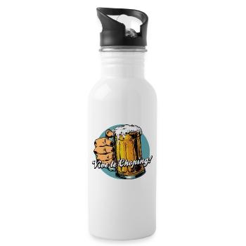 VIVE LE CHOPING ! - humour bière et shopping - Gourde avec paille intégrée - blanc - Droite