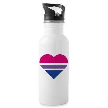 Drapeau de la fierté Cœur · Bisexuel - Gourde avec paille intégrée - blanc - Droite