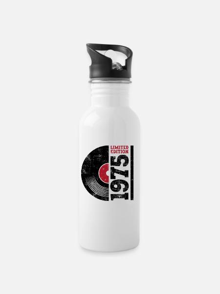 Vintage 1975 - Trinkflasche mit integriertem Trinkhalm - Weiß