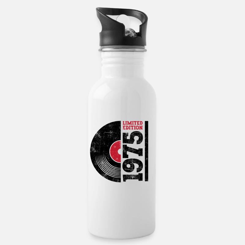 Vintage 1975 - Trinkflasche mit integriertem Trinkhalm - Weiß