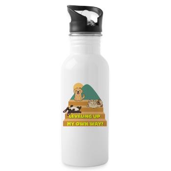 Leveln auf meine eigene Weise - Trinkflasche mit integriertem Trinkhalm - Weiß - Rechts