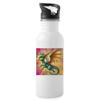 dragon - Water bottle with straw - white - Right