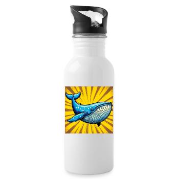 whale - Water bottle with straw - white - Right