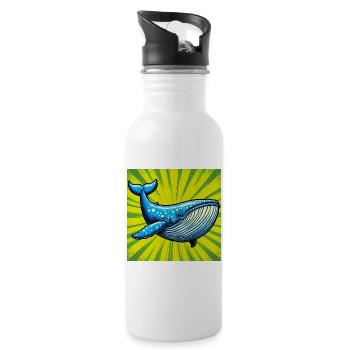 whale - Water bottle with straw - white - Right