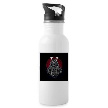 Samurai-Helm mit rotem Wappen - Trinkflasche mit integriertem Trinkhalm - Weiß - Rechts