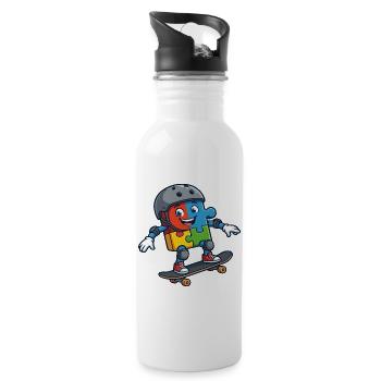 Puzzle Buddy Skater - Trinkflasche mit integriertem Trinkhalm - Weiß - Rechts