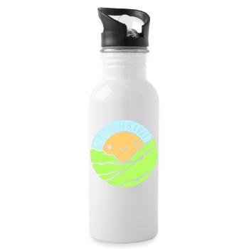 Be Kind It's Free Freundlichkeit Statement Spruch - Trinkflasche mit integriertem Trinkhalm - Weiß - Rechts