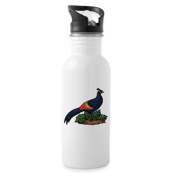 Majestic Ring-neck Pheasant Wild Nature - Water bottle with straw - white - Right