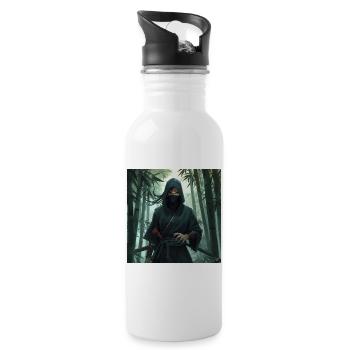 Ninja dans la forêt de bambous - Gourde avec paille intégrée - blanc - Droite