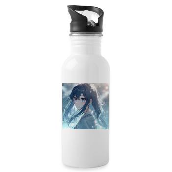 Portrait d’anime Blue Night Light - Gourde avec paille intégrée - blanc - Droite