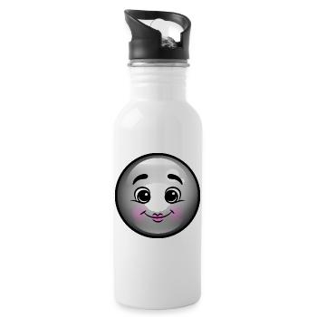 Niedliche Schwarze Blase - Trinkflasche mit integriertem Trinkhalm - Weiß - Rechts
