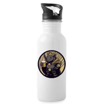 Nashorn Bier Lustig - Trinkflasche mit integriertem Trinkhalm - Weiß - Rechts