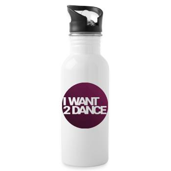 I Want 2 Dance – Kreisdesign - Trinkflasche mit integriertem Trinkhalm - Weiß - Rechts