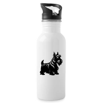 Scottish Terrier Dog - Trinkflasche mit integriertem Trinkhalm - Weiß - Rechts
