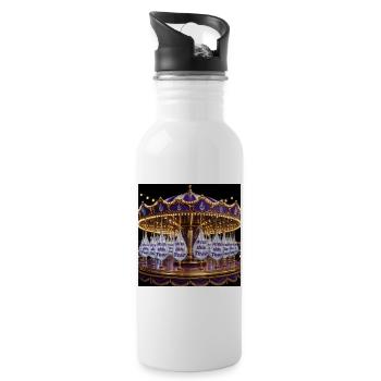 Tropfenkarussell in lila Glanz - Trinkflasche mit integriertem Trinkhalm - Weiß - Rechts