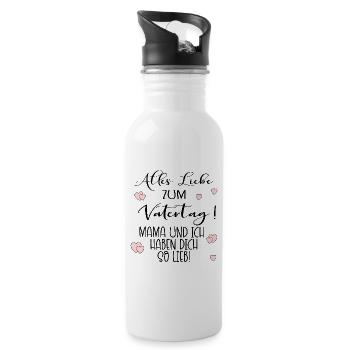 Vatertag - Mama Papa Kind - Trinkflasche mit integriertem Trinkhalm - Weiß - Rechts