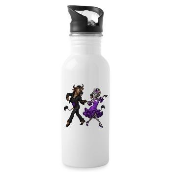 Gnu und Zebra im leidenschaftlichen Tanz - Trinkflasche mit integriertem Trinkhalm - Weiß - Rechts