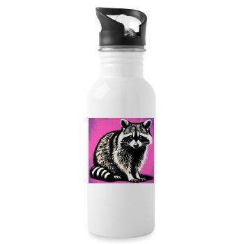 Raccoon - Water bottle with straw - white - Right