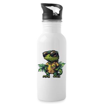 Vacances de bandes dessinées caméléon - Gourde avec paille intégrée - blanc - Droite