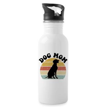 Dog Mom Retro - Water bottle with straw - white - Right