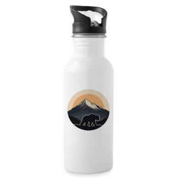Wild Brown Bear - Water bottle with straw - white - Right