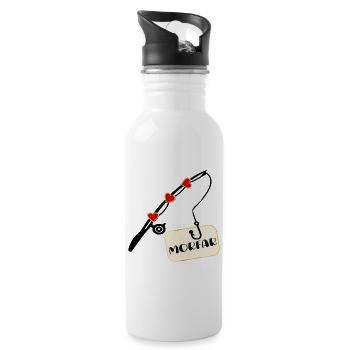 Grandpa Fishing Rod - Water bottle with straw - white - Right