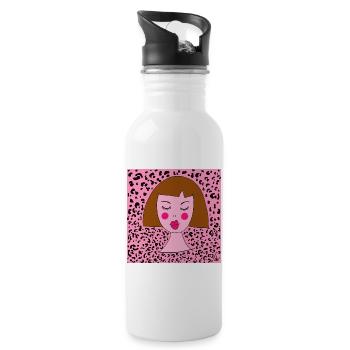 LEOPARD GIRL - Water bottle with straw - white - Right