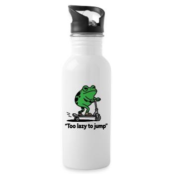 Too Lazy to Jump Funny Frog Chillout - Water bottle with straw - white - Right