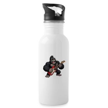 Gorilla with guitar - Water bottle with straw - white - Right