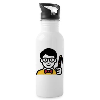 Professeur Professeur Bande dessinée Glasses - Gourde avec paille intégrée - blanc - Droite