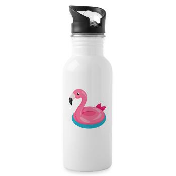 Flamingo-Schwimmschwimmer - Trinkflasche mit integriertem Trinkhalm - Weiß - Rechts