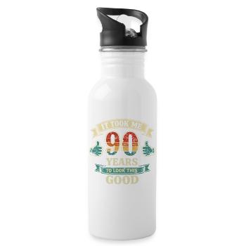 90 Years - It Took Me 90 Years to Be This Beautiful - Water bottle with straw - white - Right