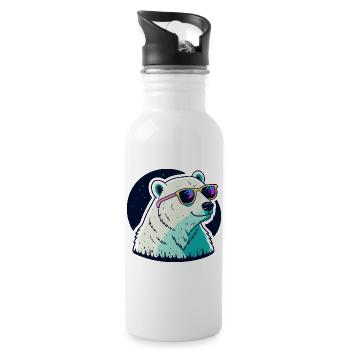 Neon polar bear sunglasses - Water bottle with straw - white - Right