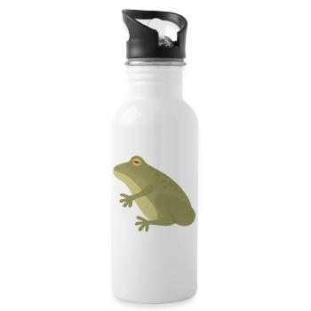 Smaragdfrosch-Silhouette in erdigen Tönen - Trinkflasche mit integriertem Trinkhalm - Weiß - Rechts