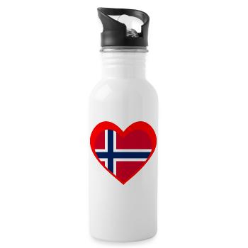 Norge Hjerte – Kjærlighet til Norge - Water bottle with straw - white - Right